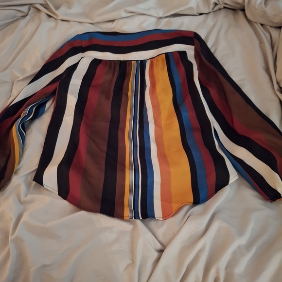 INC International Concepts Women's Multicolor Striped Wrap Blouse - Picture 6 of 7